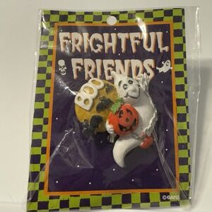 Vintage Ganz Halloween Ghost Brooch Frightful Friends Pin